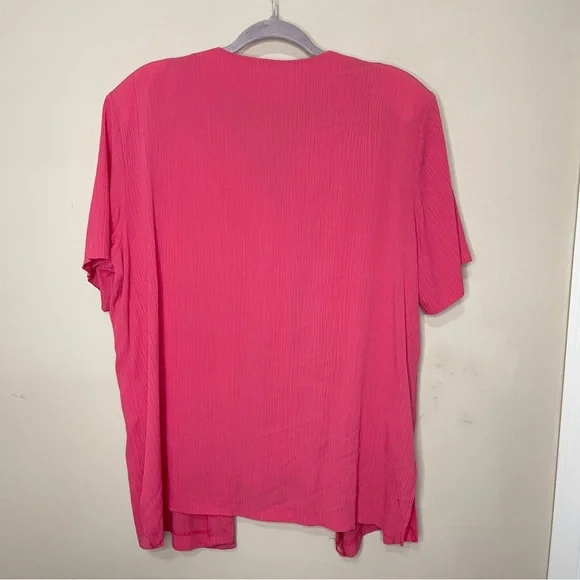 ALFRED DUNNER VINTAGE Fuchsia Pink Short-Sleeve Blazer Blouse, Size 18 - Picture 4 of 7